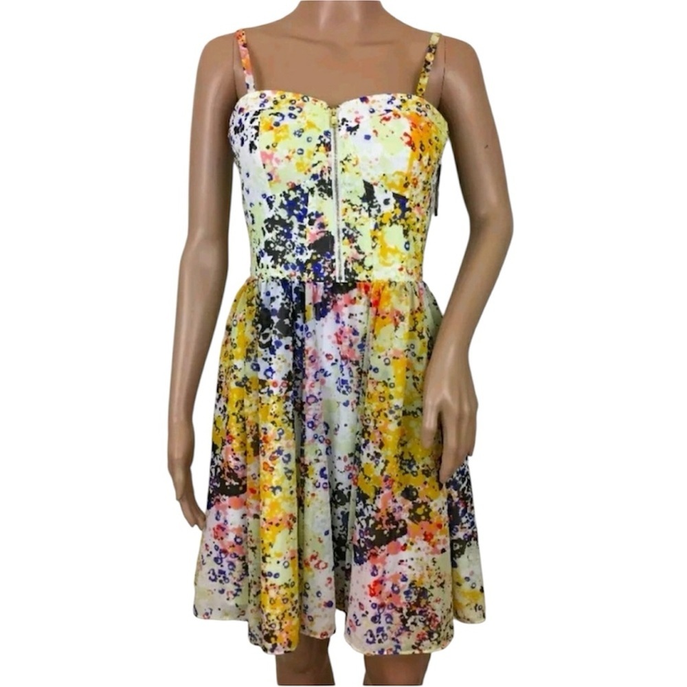 Guess LA Dress Sz 6 Cocktail Party Tanya Corset Chiffon Fit n Flare Colorful